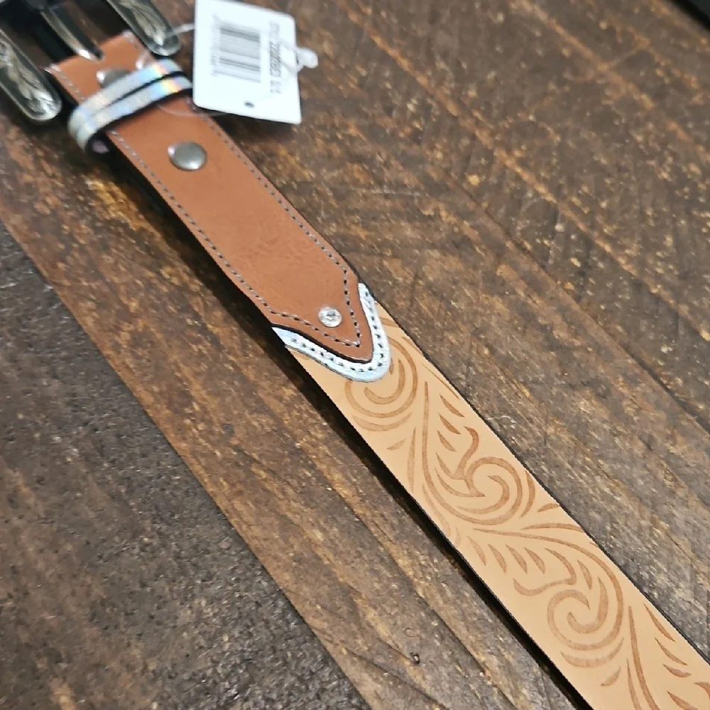 Catchfly Kids' Brown and Green Belt with Silver Buckle